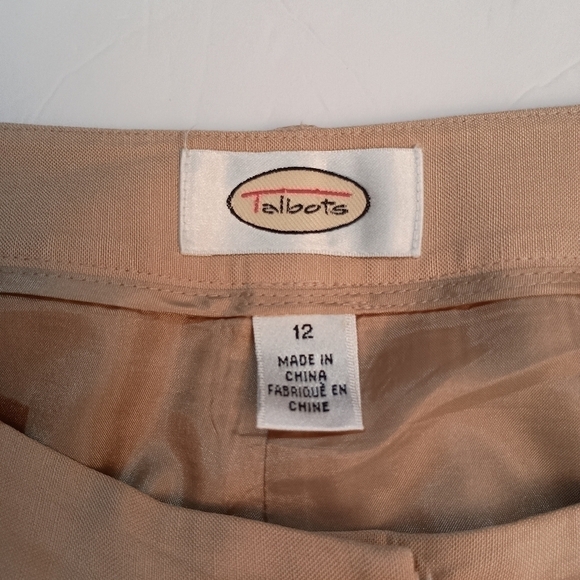 Talbot's Silk & Linen Blend Khaki Colored Pantsuit Size 12 - Picture 5 of 15